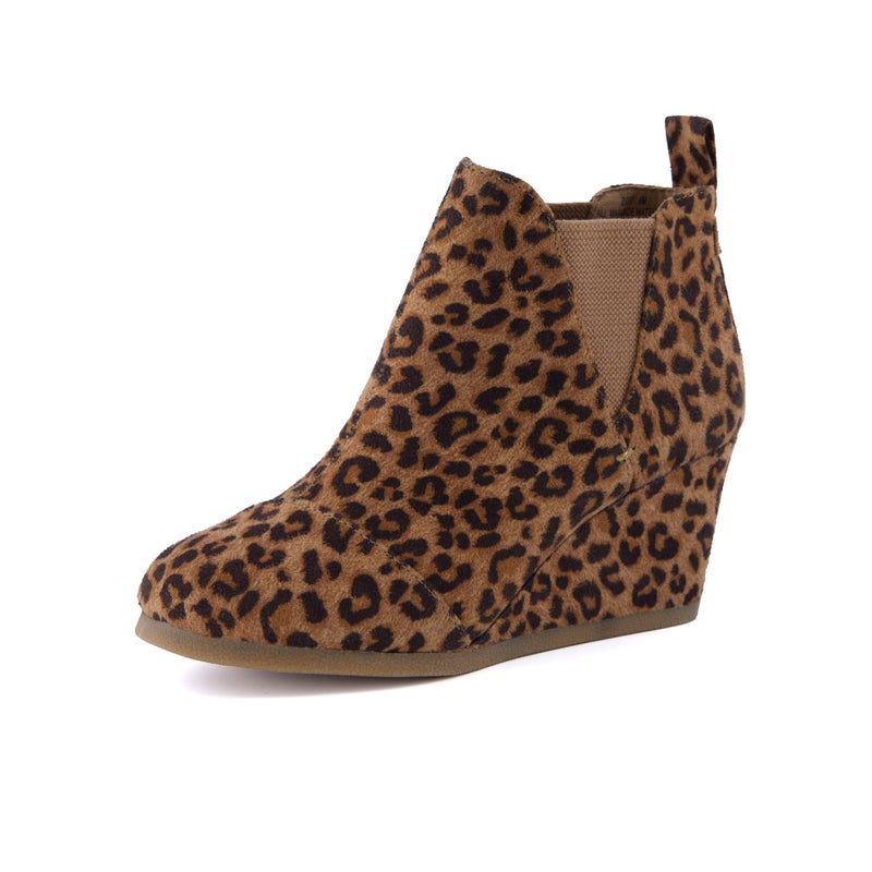 Dune London Dunes Women's Zoey Wedge Bootie, Soft Vegan Suede, Easy Slip-On Design, Memory Foam, Wide Widths Available, womens ankle boots low heel, LEOPARD 7.5 - Image 1